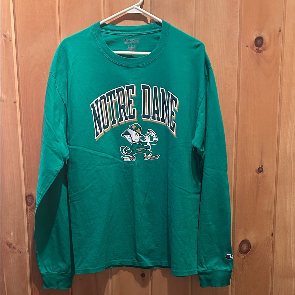 Champion Notre Dame Green Long Sleeve Shirt